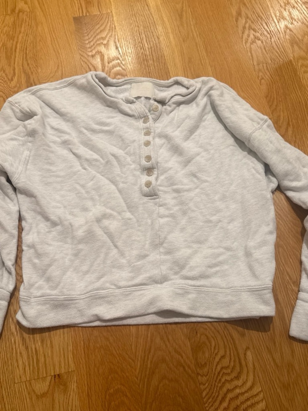 Citizens Of Humanity Light Gray Henley Crew Sweatshirt